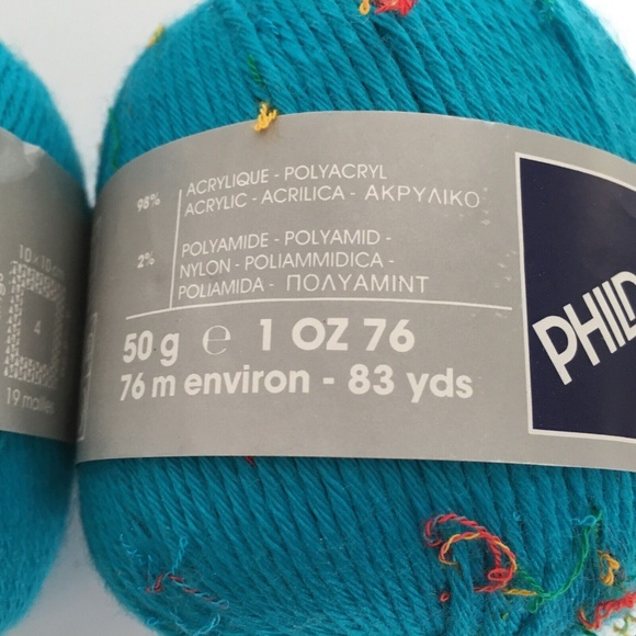 Lot of 2 PHILDAR Shedir Turquoise Blue 50 gms 783 Yards Color 129 Acrylic Nylon - Picture 3 of 5